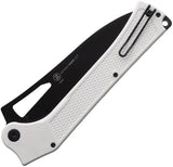 Ontario Camp Plus EDC Linerlock Knife - Large Cleaver Blade With White Textured GFN Handle For Outdoor EDC by Ontario