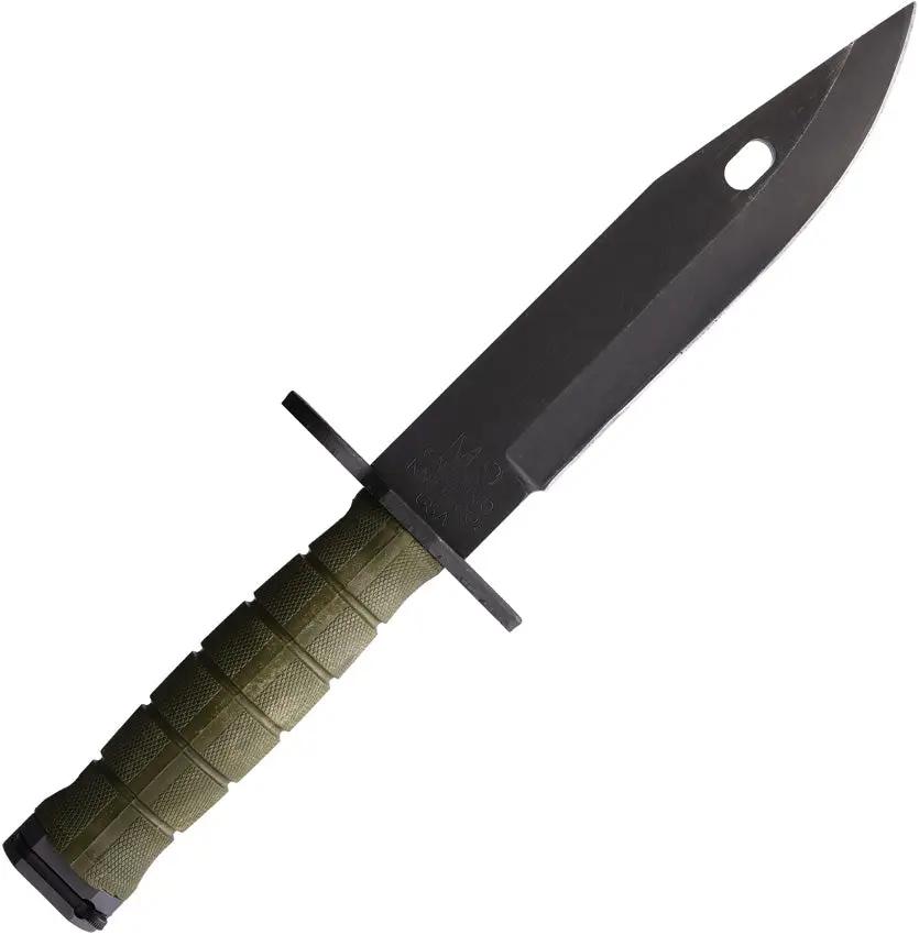 Ontario M-9 Combat Knife No Saw 7 Inch Black Zinc Phosphate Blade OD Green GFN Handle - Fixed Blade For Tough Outdoors by Ontario
