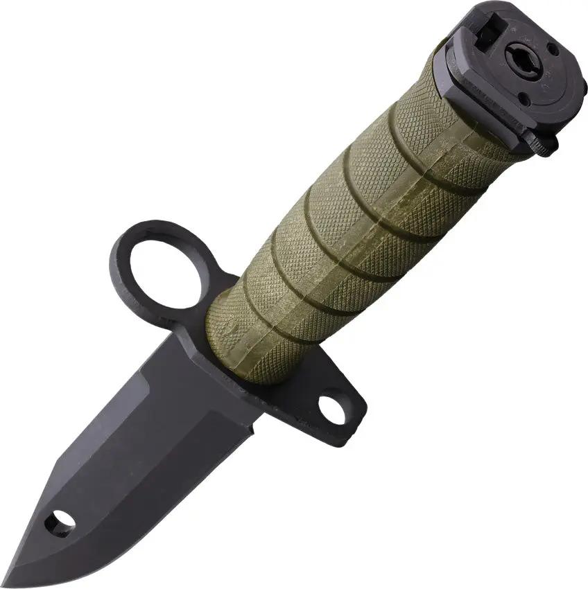 Ontario M-9 Combat Knife No Saw 7 Inch Black Zinc Phosphate Blade OD Green GFN Handle - Fixed Blade For Tough Outdoors by Ontario