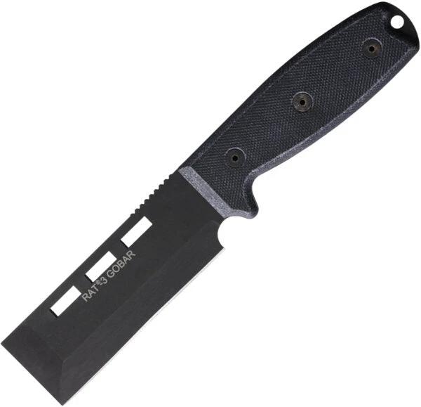 Ontario RAT 3 Gobar Fixed Blade Knife With Full Tang Micarta Handle And Coated Carbon Steel For Outdoor Enthusiasts by Ontario