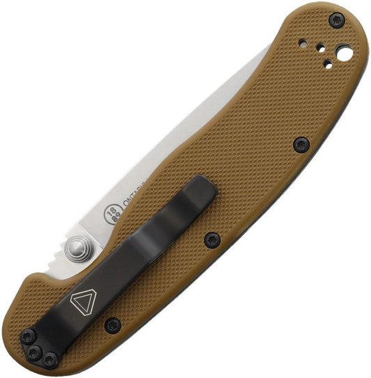 Ontario RAT II Linerlock Knife Coyote Brown 3in Satin D2 Drop Point Blade Lanyard Hole Pocket Clip For EDC Enthusiasts by Ontario