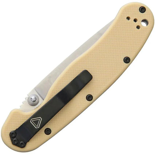 Ontario Rat II Liner Lock Desert Tan Knife - 3 Inch D2 Satin Blade For EDC And Outdoor Use by Ontario