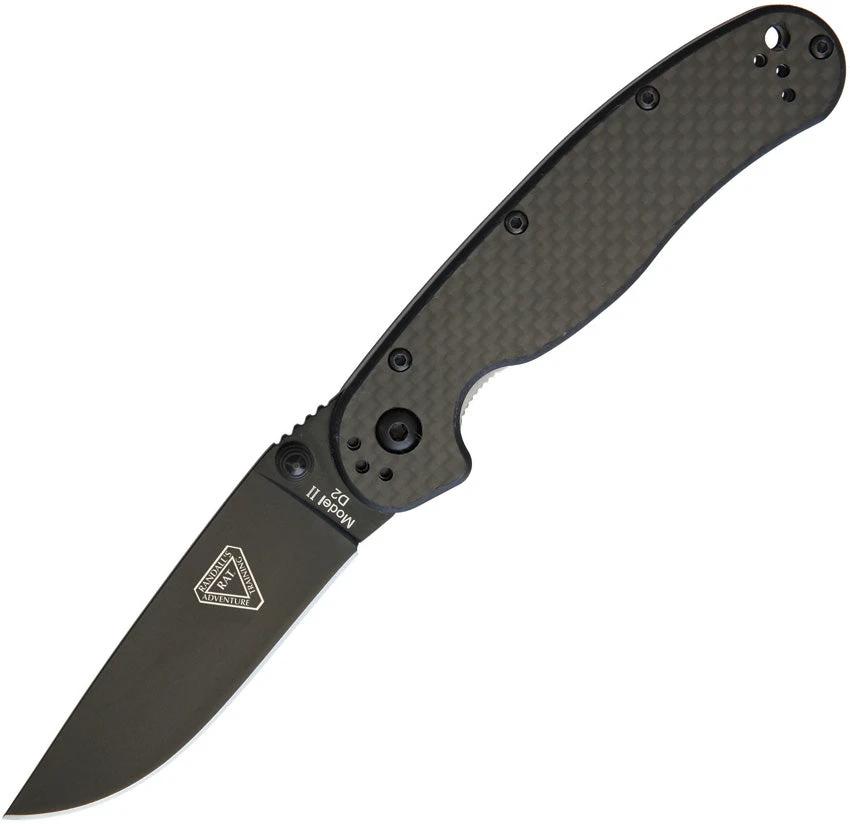 Ontario Rat II Linerlock Folding Knife D2 Tool Steel With Carbon Fiber Handle For EDC Enthusiasts by Ontario