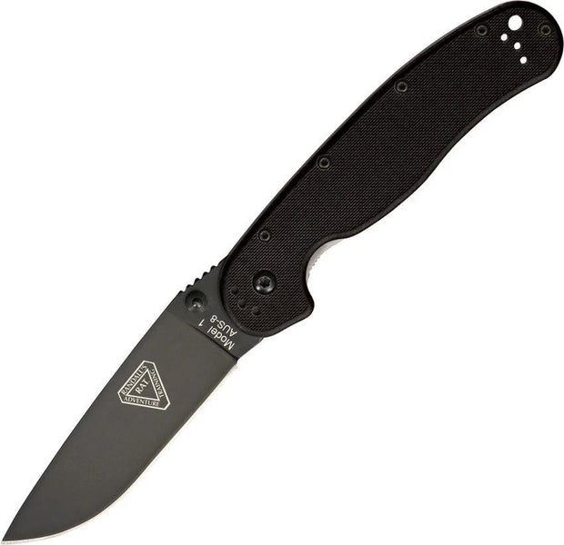 Ontario RAT I Folding Knife With AUS-8 Blade 3.5 Inch Black Finish EDC For Outdoor Enthusiasts by Ontario