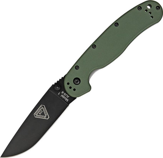 Ontario RAT I EDC Knife BRK Exclusive AUS 8 3.5in Blade OD Green Nylon For Outdoor Enthusiasts by Ontario
