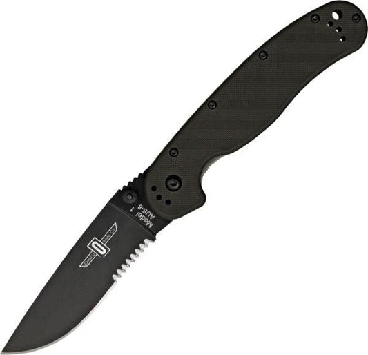 Ontario RAT I 8847 Knife AUS8 Partially Serrated Blade 5 Inch Closed Black Nylon Handle For EDC Enthusiasts by Ontario