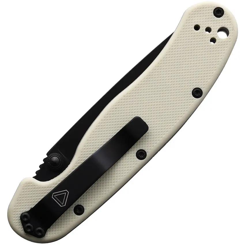 Ontario RAT II Linerlock Knife - Compact 3 Inch AUS8 Blade With Ivory Nylon Handle 4 Inch Closed Length For EDC by Ontario