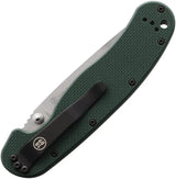 Ontario RAT I Linerlock Green G10 EDC Knife - S35VN Blade Stonewash Finish For Outdoors by Ontario