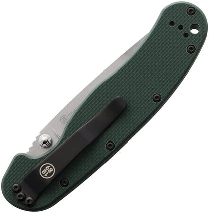 Ontario RAT I Linerlock Green G10 EDC Knife - S35VN Blade Stonewash Finish For Outdoors by Ontario