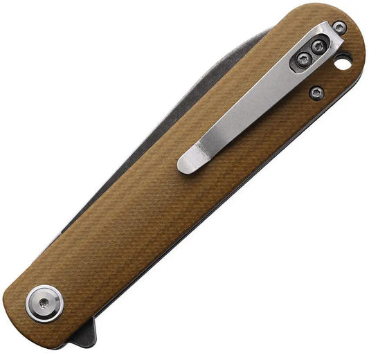 Ontario Ischua Creek Linerlock Folder Knife - 3.5 Inch Spear Point Blade For EDC With Stonewash Micarta Handle by Ontario