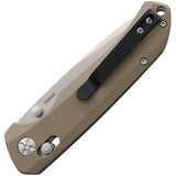 Ontario Corporal Crossbar Lock Knife - Stonewashed 3.63in Drop Point Blade With Tan G10 Handle For EDC by Ontario