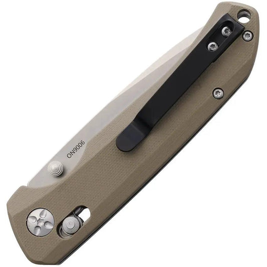 Ontario Corporal Crossbar Lock Knife - Stonewashed 3.63in Drop Point Blade With Tan G10 Handle For EDC by Ontario