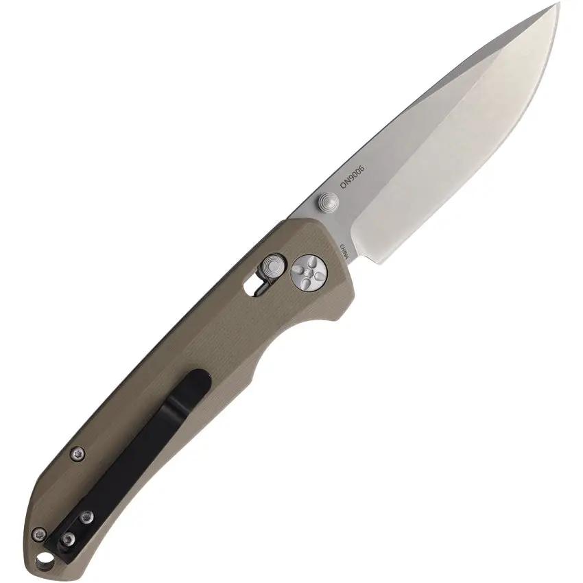 Ontario Corporal Crossbar Lock Knife - Stonewashed 3.63in Drop Point Blade With Tan G10 Handle For EDC by Ontario