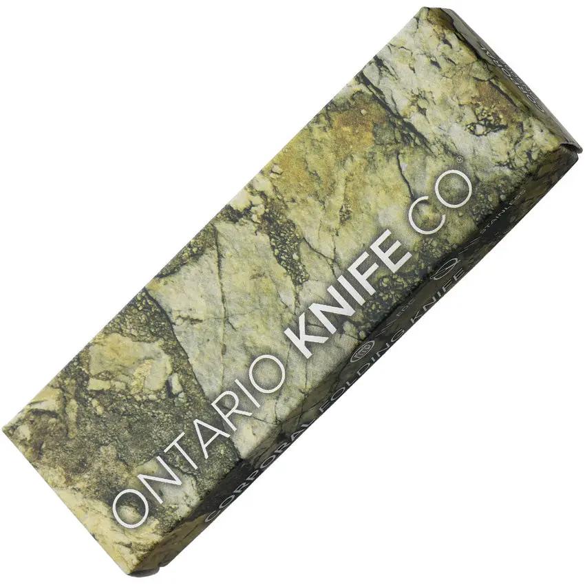 Ontario Corporal Crossbar Lock Knife - Stonewashed 3.63in Drop Point Blade With Tan G10 Handle For EDC by Ontario