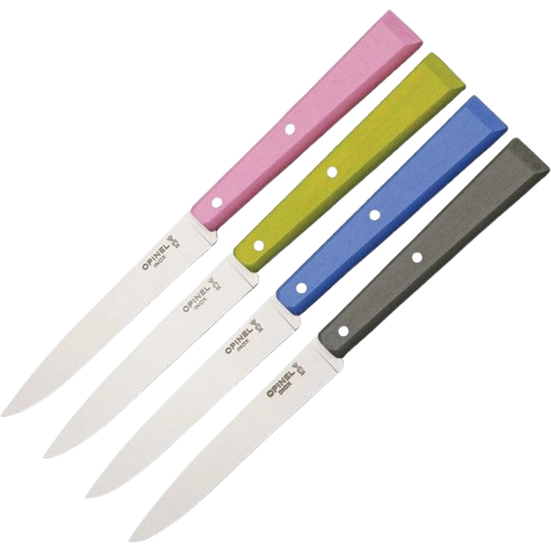 Opinel Bon Appetit Table Knife Set Four Piece Stainless 12C27 Blades Wood Handles Blue Green Purple Gray For Home Dining by Opinel