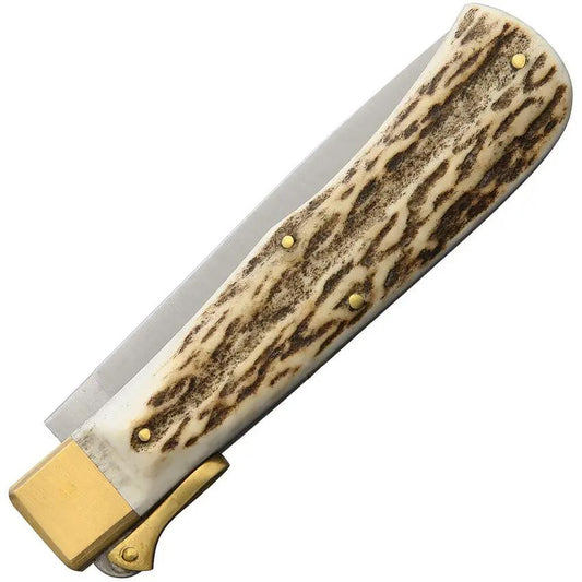 Otter-Messer Safety Knife With Stag Handle - Locking Lever For Precise Outdoor Cutting And Durable Grip by OTTER-Messer