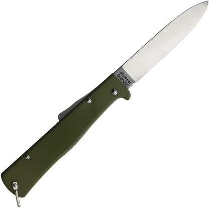 Otter Messer Mercator Lockback Knife - Carbon Steel Satin Blade With Olive Handle For Outdoor Enthusiasts by OTTER-Messer