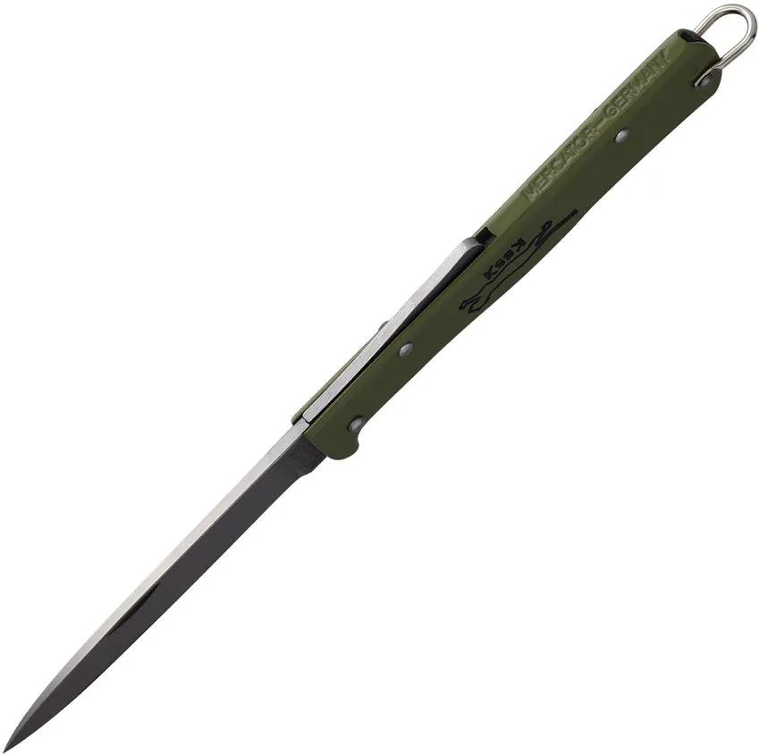 Otter Messer Mercator Lockback Knife - Carbon Steel Satin Blade With Olive Handle For Outdoor Enthusiasts by OTTER-Messer