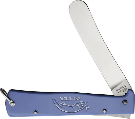 Otter Messer Mercator Humpback Lockback Knife - Compact EDC Knife With Satin Blade And Blue Aluminum Handle by OTTER-Messer