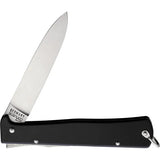 Otter-Messer Mercator Lockback Knife - 3.25in Satin Carbon Steel Blade, Black Stainless Handle For EDC by OTTER-Messer