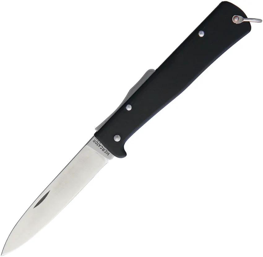 Otter Messer Mercator Clip Lockback Knife Black Stainless 4.25 Inch Closed 3.5 Inch Satin Blade For EDC by OTTER-Messer
