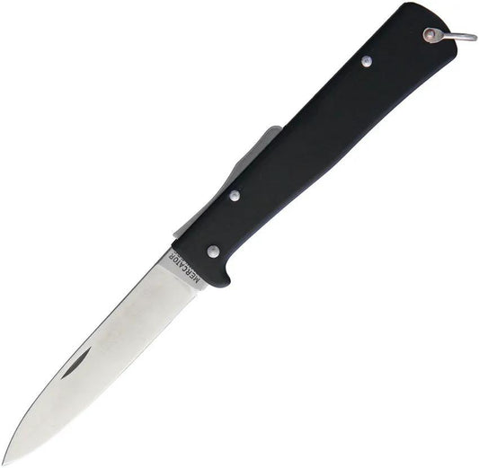 Otter Messer Mercator Clip Lockback Knife Black Stainless 4.25 Inch Closed 3.5 Inch Satin Blade For EDC by OTTER-Messer