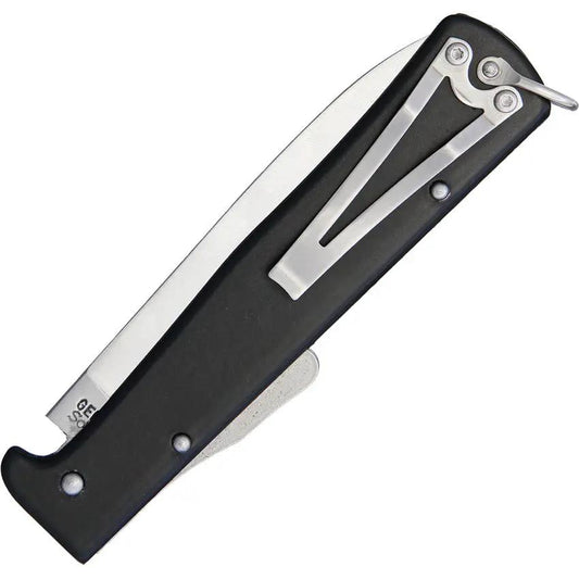 OTTER-Messer Mercator Clip Black Lockback Knife For EDC 3.25in Carbon Steel Blade 4.25in Closed by OTTER-Messer