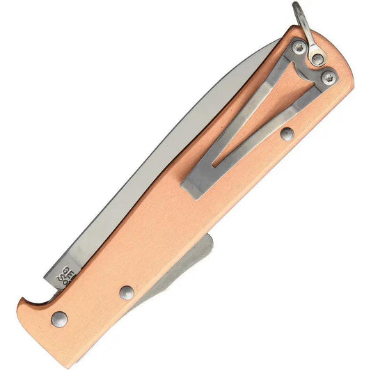 Otter Messer Mercator Clip Copper Stainless Knife - Satin Blade, Copper Handle, 4.25 Inch Closed For EDC Fans by OTTER-Messer
