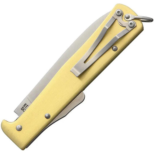 Otter Messer Mercator Clip Knife - Brass Handle Lockback with Satin 3.5in Blade for EDC Enthusiasts by OTTER-Messer