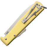OTTER-Messer Mercator Clip Knife Lockback - Brass Handle With Pocket Clip Satin Blade 3.5 Inch EDC Knife by OTTER-Messer
