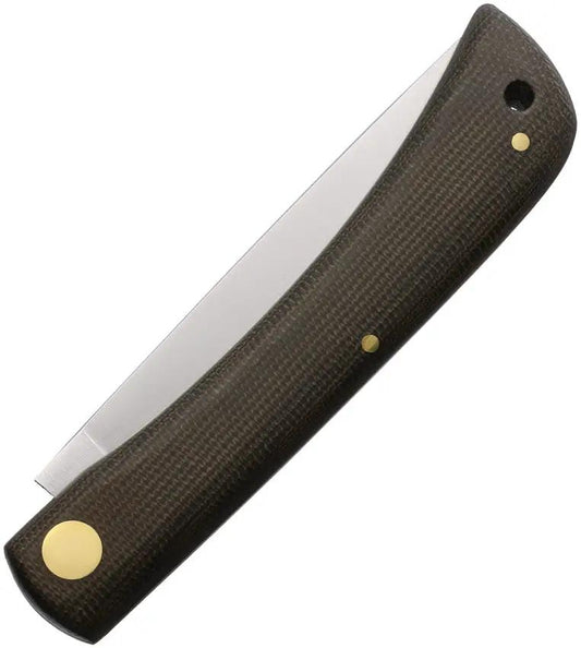 Otter Messer Medium Hippekniep Micarta - Compact EDC Knife With Satin Carbon Steel Blade And Green Micarta Handle by OTTER-Messer