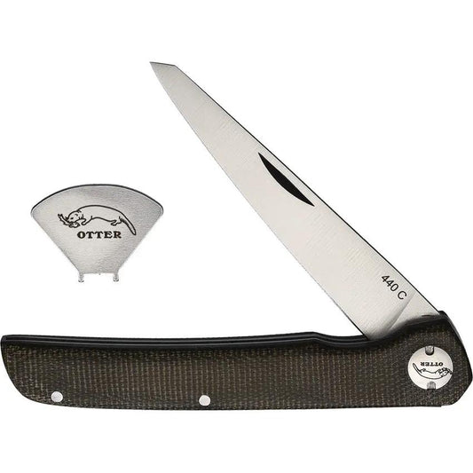 Otter Messer York Folder - Premium Micarta Green EDC Knife With 3in 440C Satin Blade by OTTER-Messer