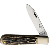 Otter-Messer Small Hunting Pocket Knife - Satin Carbon Steel Blade With Stag Bone Handle For Outdoorsmen by OTTER-Messer
