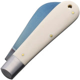 Otter-Messer Anchor Folder Elforyn White Handle 173 WML - Blue Carbon Steel Sheepsfoot EDC Knife by OTTER-Messer