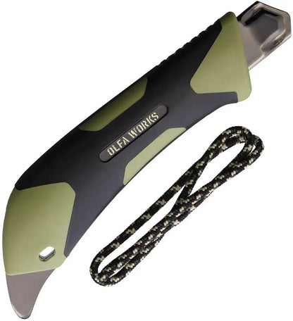OLFA WORKS Outdoor Utility Knife OD Green - Retractable Replaceable Blade with Rachet-Lock for Secure Positioning by OLFA WORKS