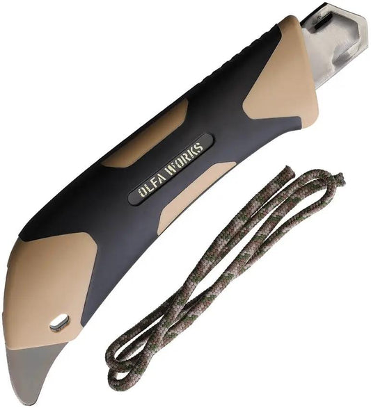 OLFA WORKS Outdoor Utility Knife Sand Retractable And Replaceable Blade With Ratchet Lock For Precise Blade Positioning by OLFA WORKS