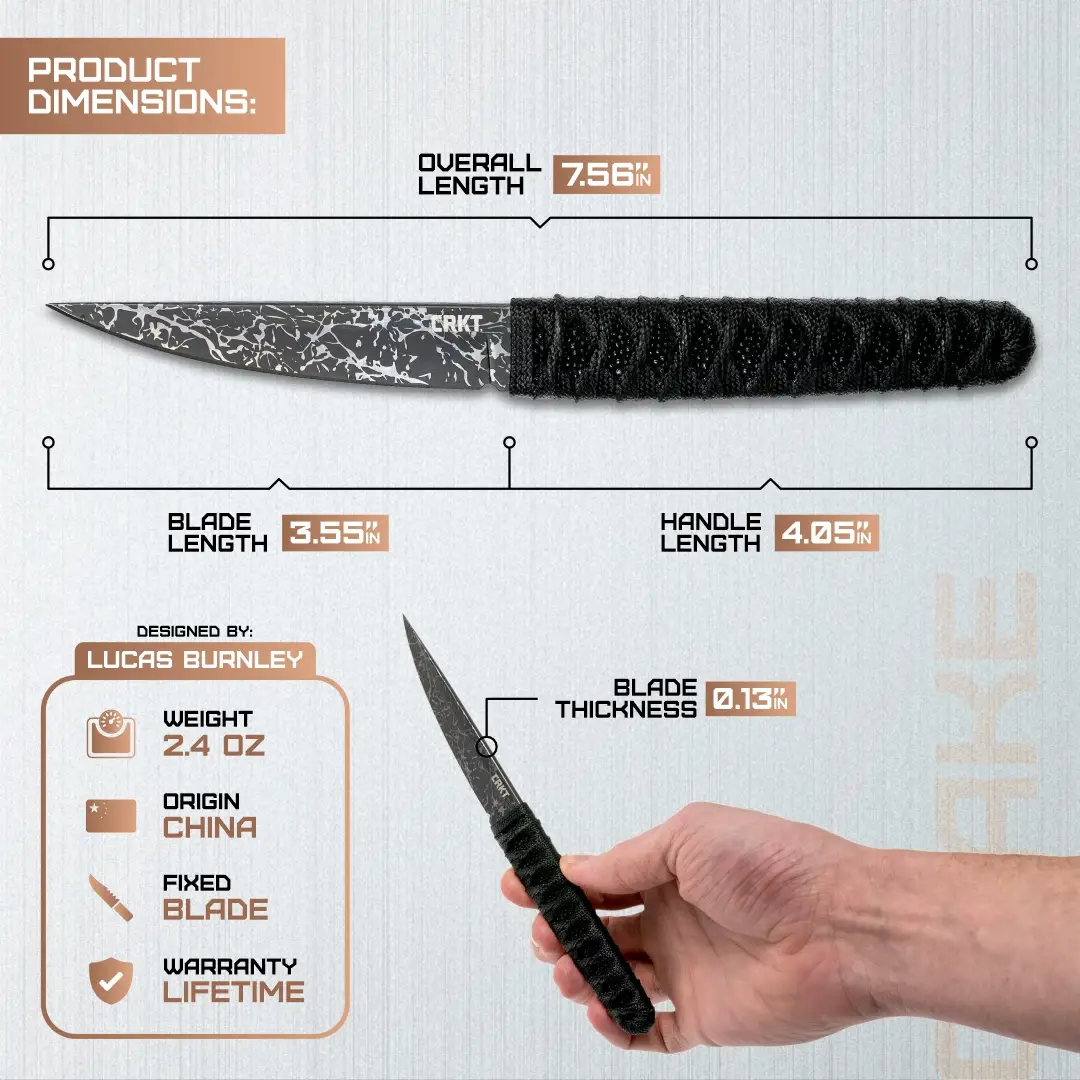 CRKT Obake Fixed Blade Knife 2367 TiNi Coated 8Cr14MoV Blade Full Tang For Outdoor Enthusiasts Tactical EDC by CRKT