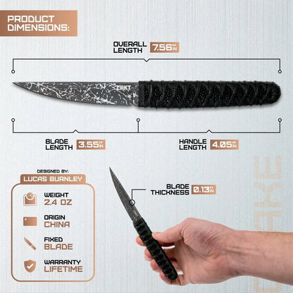 CRKT Obake Fixed Blade Knife 2367 TiNi Coated 8Cr14MoV Blade Full Tang For Outdoor Enthusiasts Tactical EDC by CRKT