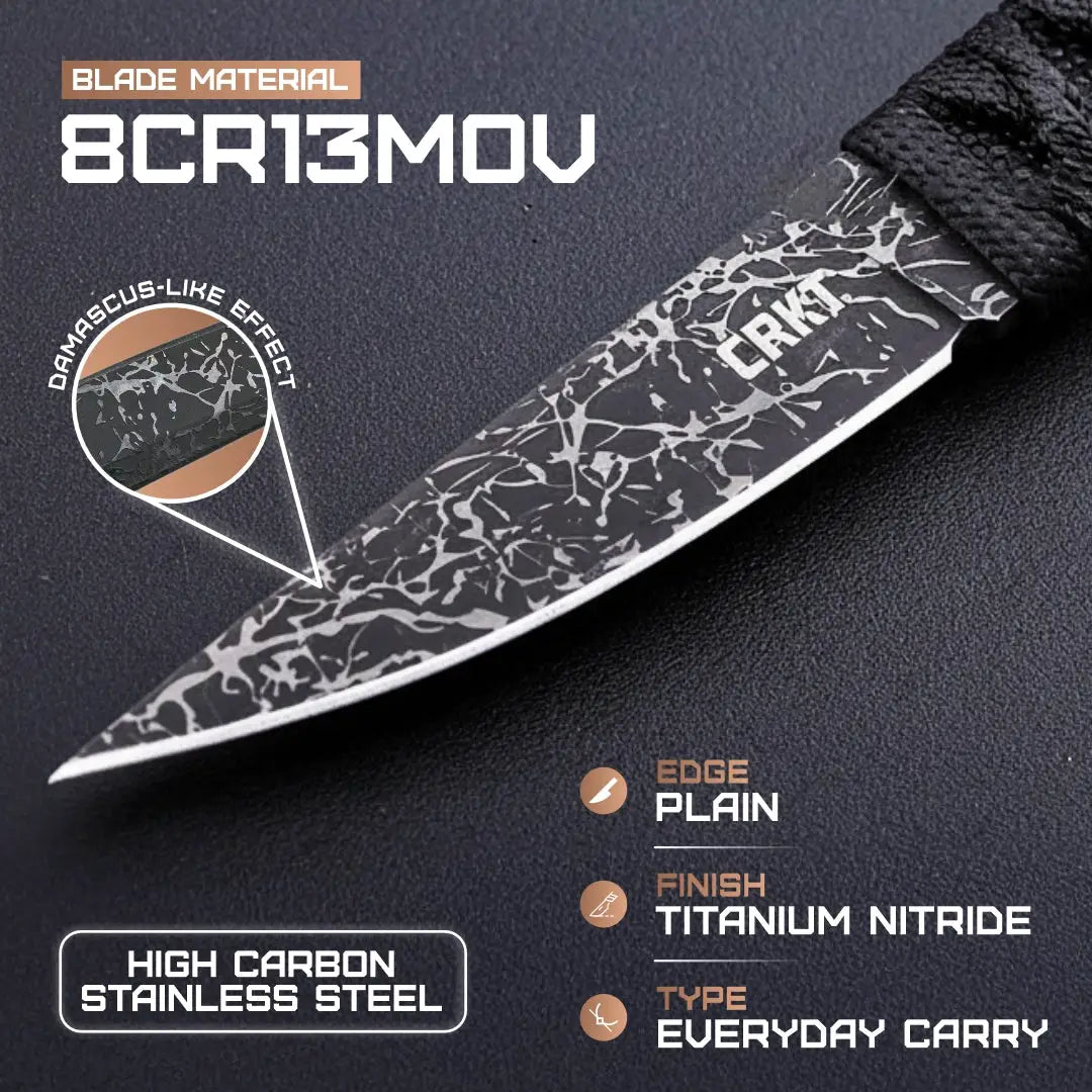 CRKT Obake Fixed Blade Knife 2367 TiNi Coated 8Cr14MoV Blade Full Tang For Outdoor Enthusiasts Tactical EDC by CRKT
