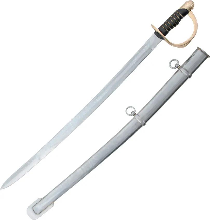 India Made Cavalry Sword 901002 - Unsharpened Steel Blade With Brass Wire Wrapped Handle And Brass Guard by India Made