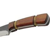Rite Edge Brass Wire Hunter - Full Tang Carbon Steel Blade With Brass Wire Wrapped Brown Wood Handle And Belt Sheath by Rite Edge