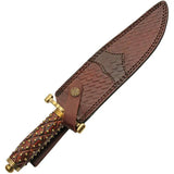 Rugged Studded Bowie Knife With Satin Blade And Wood Handle Brass Accents Leather Sheath For Collectors And Outdoor Enthusiasts by Pakistan