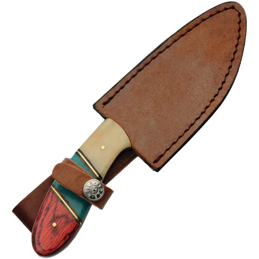 Rite Edge Redtail Hunter Knife - 8.5in Overall Full Tang With Brown Wood And Blue White Resin Handle by Rite Edge
