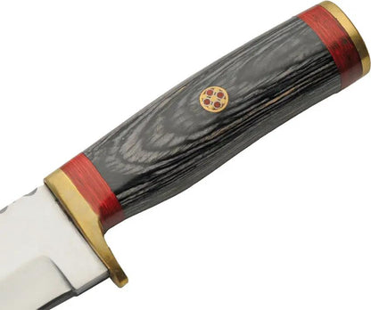 Pakistan Hunter Fixed Blade Hunting Knife with Satin Blade Pakkawood Handle and Rugged Leather Sheath for Enthusiasts by Pakistan
