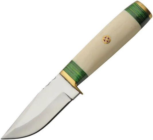 Fixed Blade Knife Premium Pakistan Green Mosaic Hunter 2034447 Satin Blade Brass Fittings Outdoor Enthusiasts by Pakistan