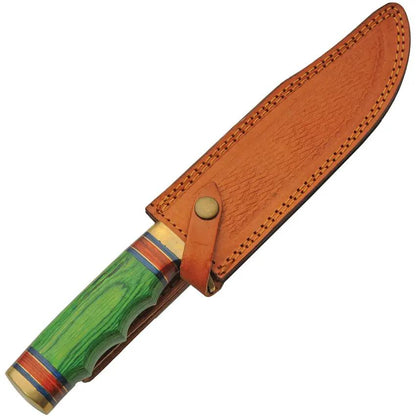 Pakistan Grassland Hunter Hunting Knife 7.75in Satin Stainless Blade With Green Wood Handle For Rugged Outdoorsmen by Pakistan