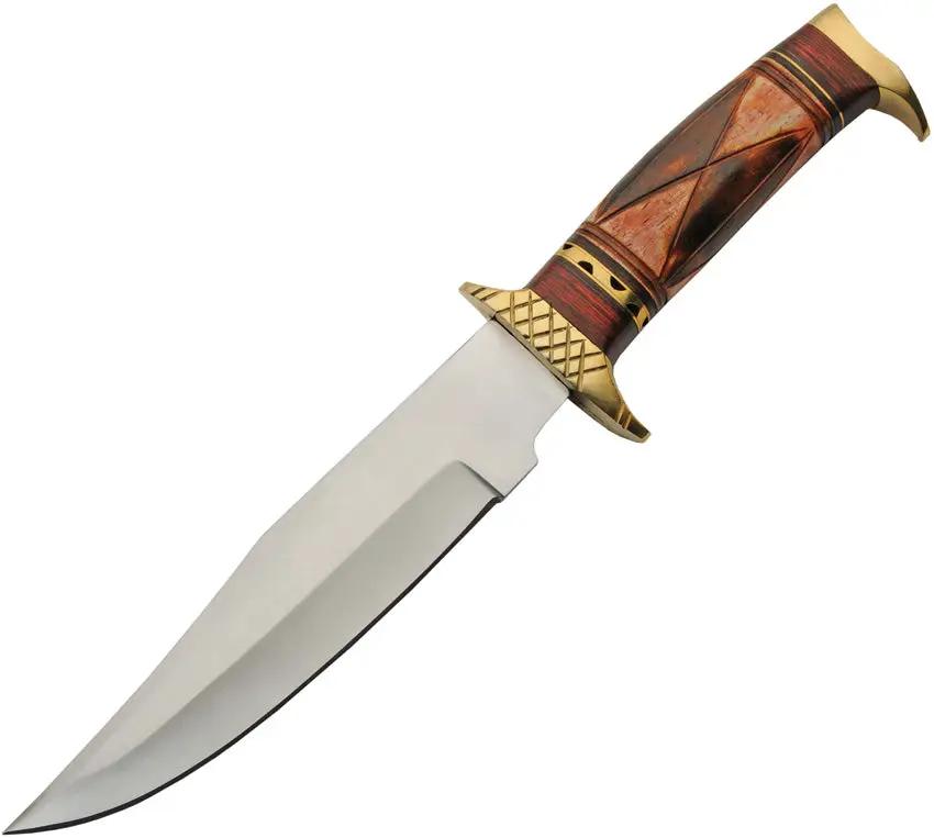 Pakistan Western Sun Hunter Knife Satin Blade With Brass Accents Durable Outdoor EDC For Hunters by Pakistan
