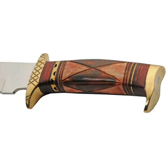Pakistan Western Sun Hunter Knife Satin Blade With Brass Accents Durable Outdoor EDC For Hunters by Pakistan