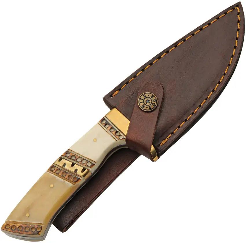 Rite Edge Aegean Hunter Knife - 9 Inch Satin Stainless Blade Brass Guard Bone And Brass Handle Full Tang by Rite Edge