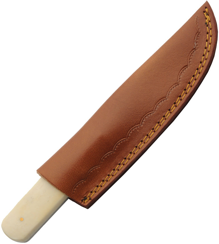 Rite Edge Ivy Stag Hunter - Full Tang Engraved Stainless Steel Blade with Stag Bone Handle and Leather Sheath by Rite Edge